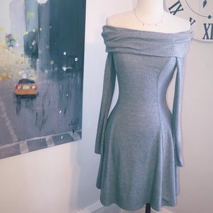 Grey, off the shoulder dress!